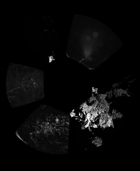 Pierwsze panoramiczne zdjęcie z powierzchni 67P wykonane instrumentem CIVA-P znajdującym się na lądowniku Philae (Copyright ESA/Rosetta/Philae/CIVA)